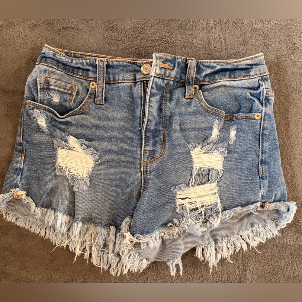 Mossimo Supply Co. Blue Distressed Jean Shorts